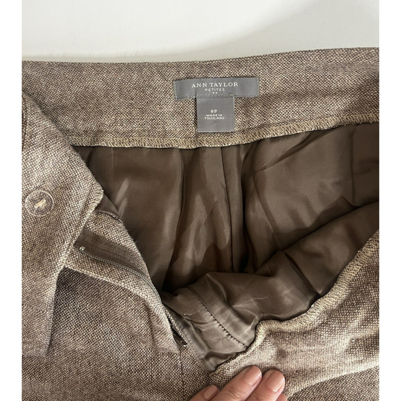 Ann Taylor Factory Trousers Wool Blend Dress Pants Size 8 Petite Heather Brown - Picture 9 of 11